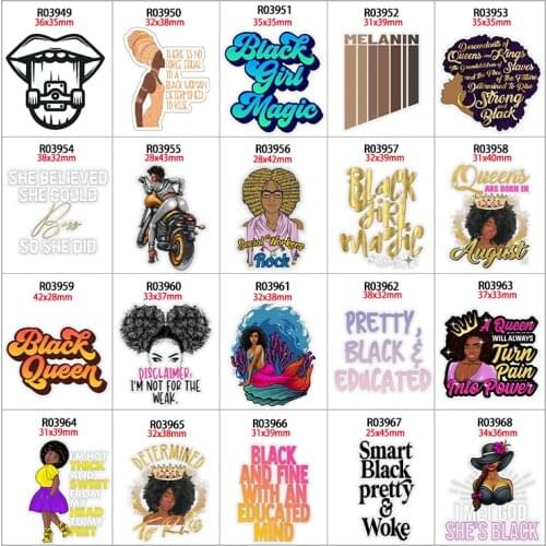 New Magic Black Girl Fashion Letters Planar Resin Printed for Hair Bows Planar Resin Crafts R0394 R0395 R0396