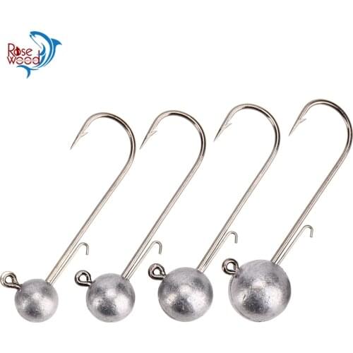 4pcs/Lot Weedless Jig Head Worm Fishing Hook 5g/7g/10g/14g Sinker Jig Head Fishing Bass Bait Vertical Drop Fast