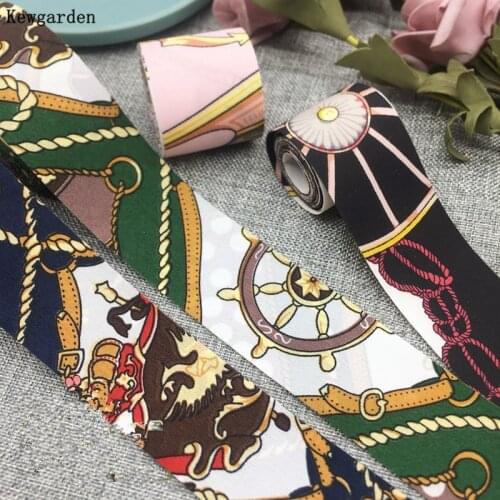 Kewgarden 1" 1.5" 38 25 16 10mm Print Flower Ribbon DIY Brooch Hair Bow Accessories Handmade Tape Gift Packing Webbing 10 Yards