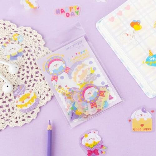 Sharkbang Kawaii 40pcs/Pack Bear Decorative Adhesive Scrapbooking Sticker Label Korean 4 Designs Stationery Supplies Sticker