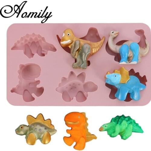 Aomily 6 Holes Dinosour Shape Silicone Cake Molds Fondant Mold Chocolate Mold Pastry Candy Jelly Cake Mould Kitchen Baking Mold
