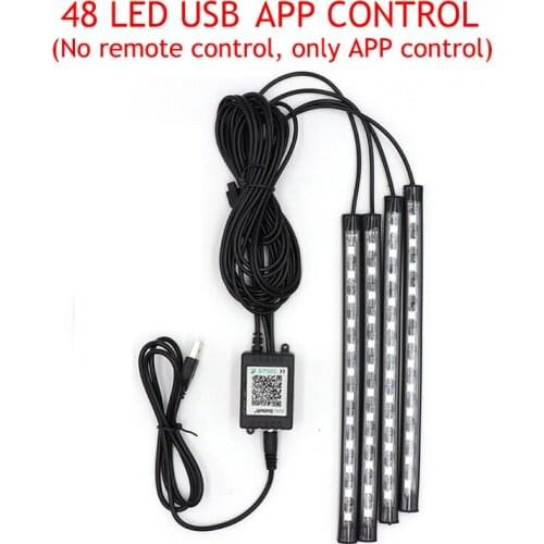 LED Car Foot Light Ambient Lamp With USB Wireless Remote Music Control Multiple Modes Automotive Interior Decorative Lights