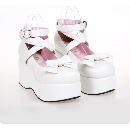 Retro Lolita Shoes Thick-Soled Baking Shoes Cute High Heels Student Teahouse Shoes