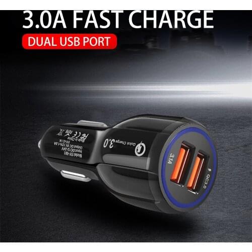 Universal Dual USB Car Charger 39W QC3.0 Fast Charge Adapter 6A For Phone Tablets Automobile Fast Charging Adapter Accessories