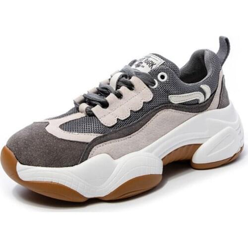 QWEDF 2019 Autumn Breathable Shoes Women Sneakers Mesh Lace Up Fashion Ladies Flat Platform Comfort Casual Female Footwear F4-36