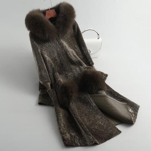 2019 Real Thick Warm Long Women Winter Coat With Long Sleeve With Fox Fur Hooded