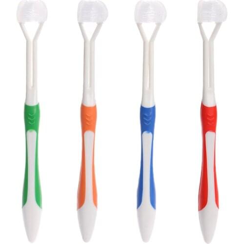 New 3 Sided Toothbrush Ultrafine Soft Bristle Adult Tooth Brush For Health Teeth Red, Yellow, Blue, Green