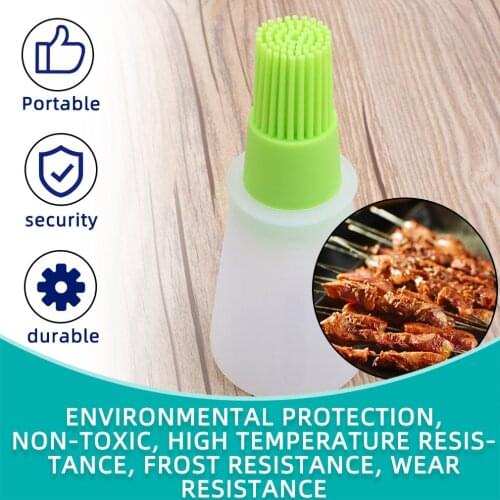 1 PC Portable Silicone Oil Bottle with Brush Grill Oil Brushes Honey Liquid Oil Brushes for BBQ Kitchen Accessories Big Sale
