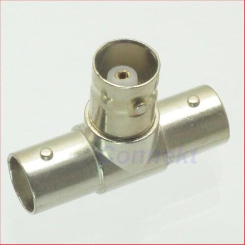 10pcs/lot BNC female to two BNC female triple T in series RF adapter connector 3 way