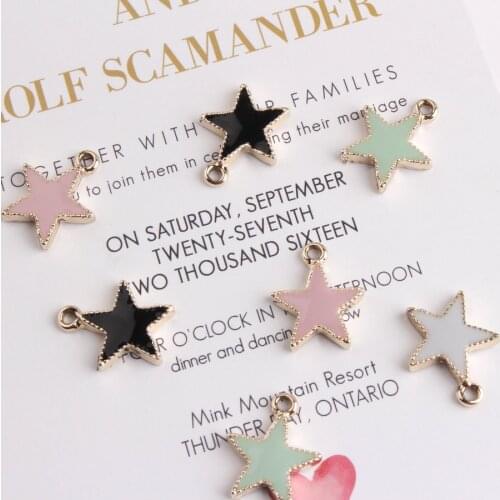 10Pcs/Lot Drop Oil Pentagram Star Shape Colorful Charms Zinc Alloy Pendant for Diy Necklaces Bracelets Jewelry Accessories