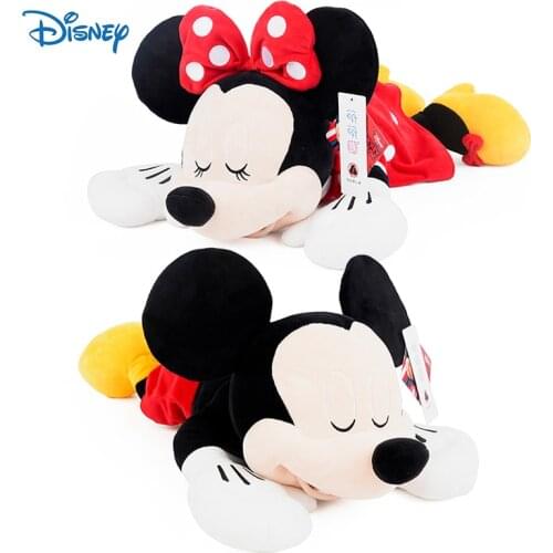 100% Original Disney Plush Mickey Minnie Lying on Tummy Toys Car Home Decorations Birthday Christmas Gifts for Children Girls
