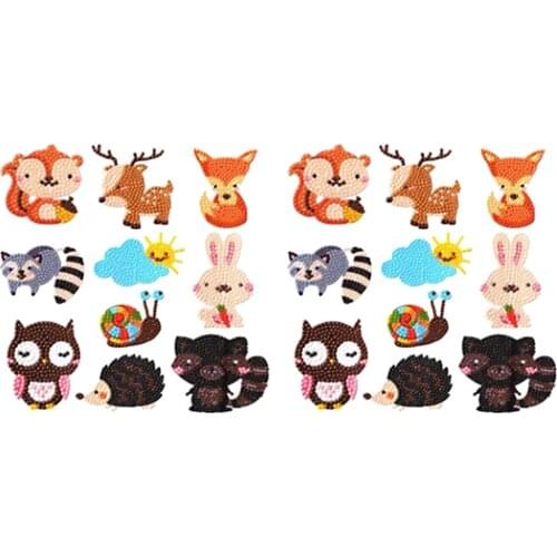 2 Set 5D DIY Diamond Painting Kits for Kids Diamond Kits Paint by Numbers Diamonds - Animal Sticker