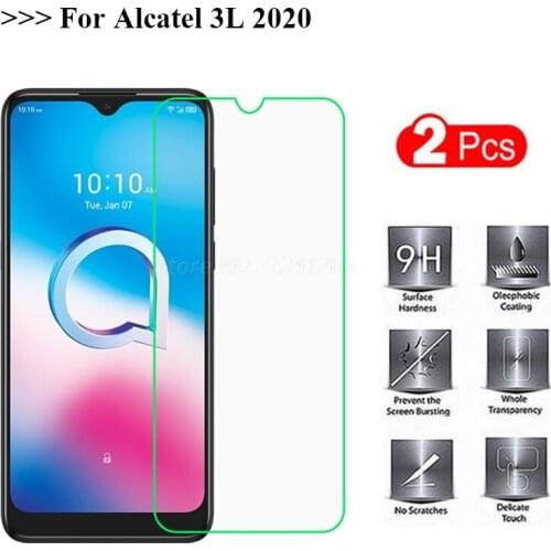 2PCS 9H Tempered Glass For Alcatel 3L 2020 Screen Cover 9H Explosion proof Screen Protector For alcatel 3L 3 L 2020 Phone Film