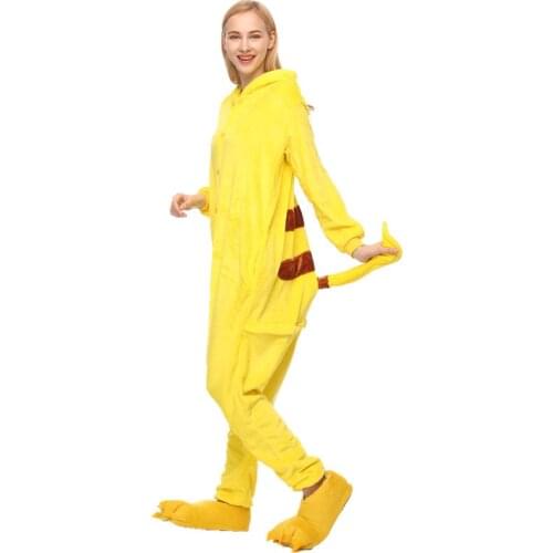 2019 Halloween Adult Yellow Hoodie Anime Kigurumi Cosplay Costume Female Outfits Jumpsuits Bodysuits Women Onesie Hoodie Pajamas