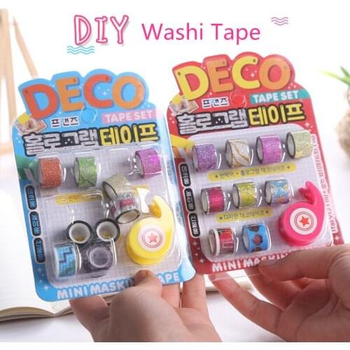 9 Pcs/Set Cute Mini Glittering Adhesive Tape Washi Tape DIY Decoration Sticker Label Masking Tape