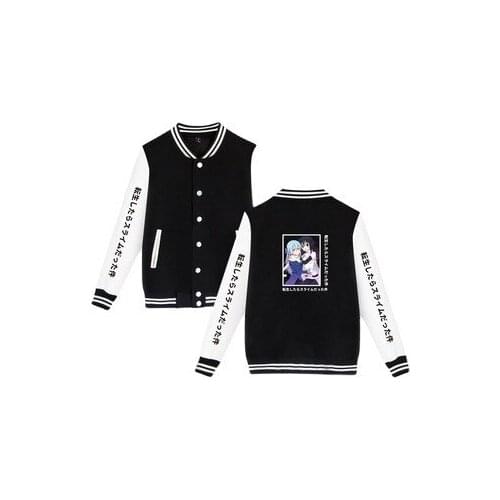 Anime That Time I Got Reincarnated As A Slime Zip-up Baseball Uniform Fleece Jacket Women Men Hoodies Sweatshirts Streetwear