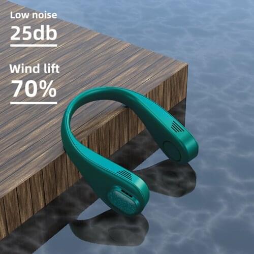 No Leaf Bladeless Hanging Neck Fan Mini Electric Fan Quiet Outdoor Sports Electric Fan With Horizontal Fiber Design Gift