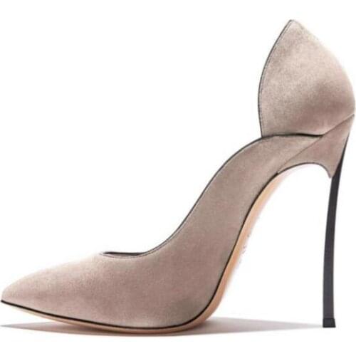 Carpaton Pointed Toe High Heel Shoe Woman Sexy Thin Heels Pumps High Quality Suede Stiletto Heels 12cm Shoes