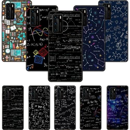 Phone Case For Huawei P20 P30 P40 P Smart Z + P10 Mate 30 10 20 Lite Pro Black Cover Funda Soft Hoesjes Math Chemical Formula