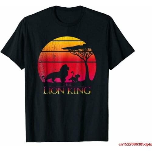 Black Lion King Vintage Sunset Logo Graphic T-Shirt Mens S-6XL US 100% Cotton