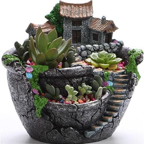 Succulent Plants Planter Flowerpot Resin Flower Pot Plant Pots Decorative Home Garden Decoration Plants Holder