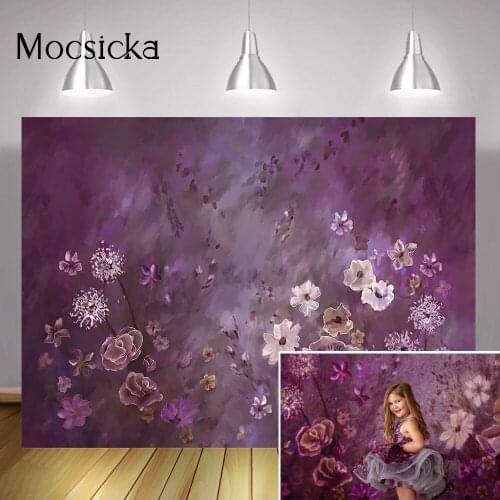 Purple Floral Abstract Texture Portrait Backdrop Photo Studio Flowers Birthday Art Background Pregnant Woman Shower Photography