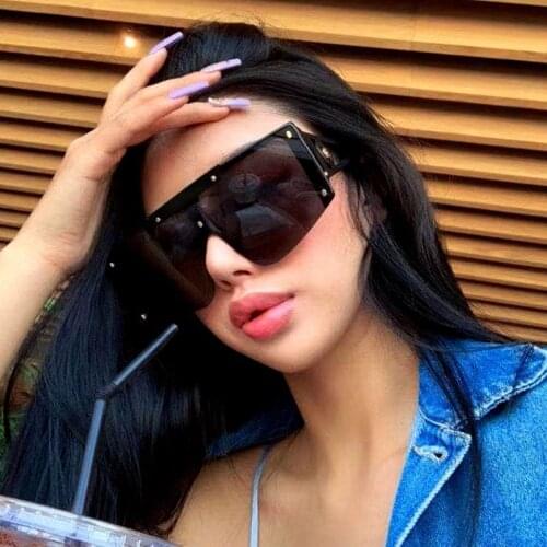 Gradient Square Sunglasses Ladies Oversized Shades One Piece Lens Fashion Sunglasses Women 2020 Luxury Brand Hollow Out Glasses