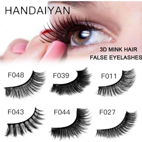 HANDAIYAN 1 Pair 3D Mink Eyelashes Natural Long Mink False Lashes Popular Women Extension Eye Lashes Make Up Beauty Tool