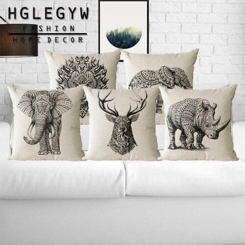 Animal Print Pillow Case Throw Pillowcase Cotton Linen Printed Pillow Covers For Office Home Textile