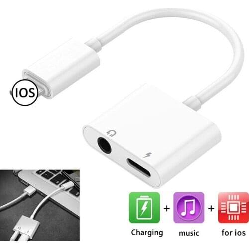 Lighting to 3.5mm Headphone 2in1 Audio charging Adapter Cable For iPhone 11 7 8plus X Aux Jack headset splitter for all system