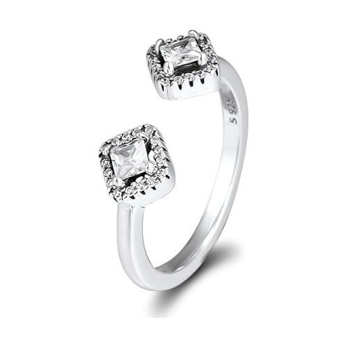 Square CZ Open Rings for Women 925 Sterling Silver Jewelry Fine Female Rings Winter Jewelry Pave Stone Girl Silver Ring Jewelry