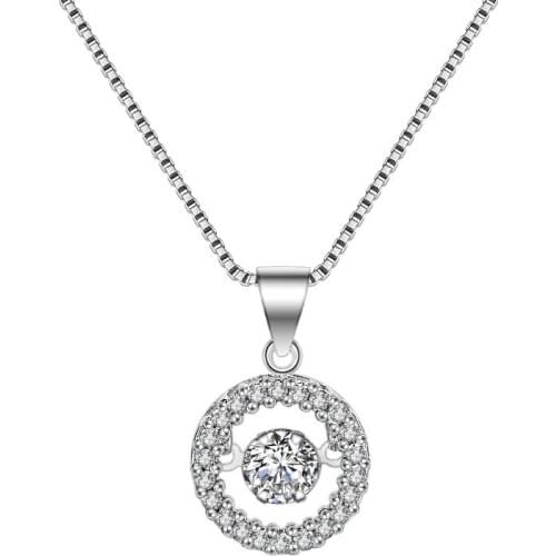 Top Quality Lady Silver 925 Necklace For Women Jewelry Charm Zircon Round Pendant Necklace Princess Clavicle Accessories Shining