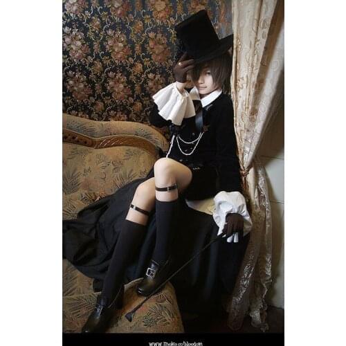 Anime Black Butler Ciel Phantomhive Party Dress Cosplay Costume Full Set Customized Halloween Party for Women Men Costume