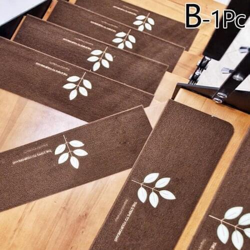 1pc Embroidery Floor Rug Carpet for Stairway Anti-Slip Stair Mats Self-adhesive Step Mats Foot Pad Entrance Mat