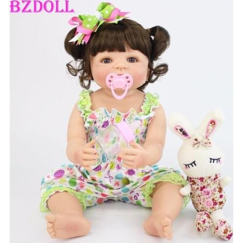 55cm Full Silicone Vinyl Reborn Baby Doll Toy For Girl Newborn Princess Babies Bebe Alive Bathe Accompanying Toy Birthday Gift