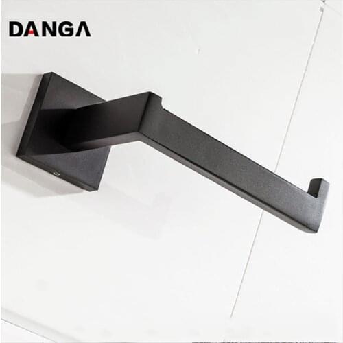 Square Toilet Paper Holder Black Paper Towel Holder Kitchen Storage Rack Stainless Steel Roll Paper Shelf Bathroom Accessories