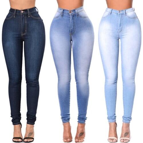 Hot Sell High Waist Elastic Jeans Thin Skinny Pencil Pants Sexy Slim Hip Denim Jean Pants For Women Plus Size Cotton Leggings