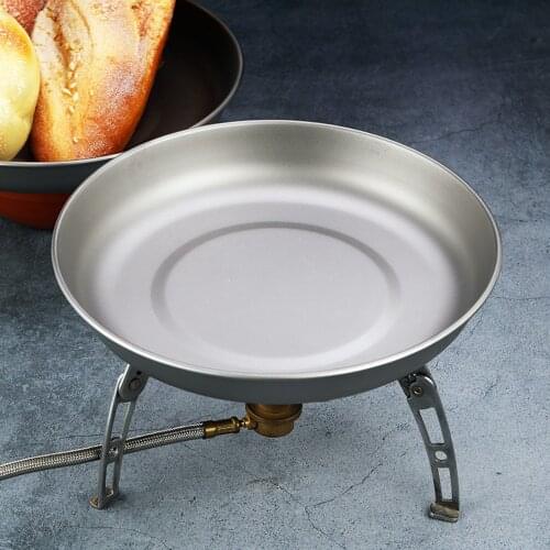 Lixada Outdoor Camping Backpacking Titanium Plate Ultralight Frying Pan Fruit Plate 200/350/500/700ml Picnic Tableware