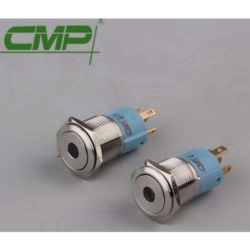 Metal Push Button Blue LED Light 16mm Momentary Reset Switch Center for light