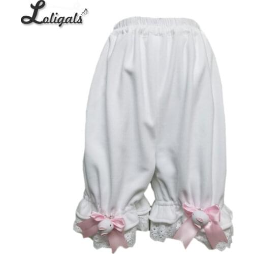 Cute Warm Fleece Lolita Bloomers Ruffled Short Under Pants with Pockets