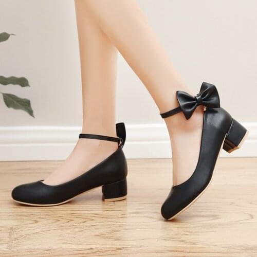 New Children Leather Shoes Bow Black Red White High Heels Girls Princess Moccasins Baby Student Comfortable Kids Dance 04