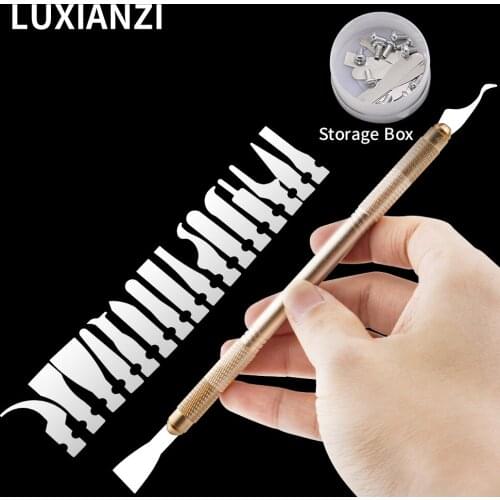 LUXIANZI Metal Scalpel Knife Tools Kit With Blades For Phone PCB CPU Repair Remove glue Tin Pry Hand Tools Cutter 16pcs Blade