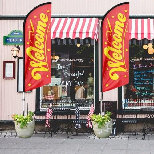 Swooper Flag and Pole Kit Set, 11 Ft Feather Flags for WELCOME, Outdoor Advertising Feather Flag or Banners Signs