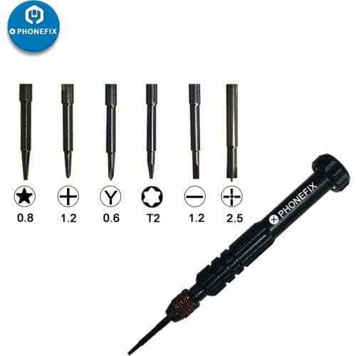 6pcs/lot PHONEFIX Screwdriver Set Precision Torx Cross Screwdrivers Tips in Handle for iPhone 6 6S 7 8 X Phone Open Hand Tools