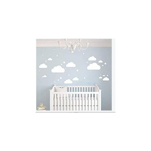 Carved Modern Stars White Clouds wall stickers for Childrens Room Layout Decoration Custom 3D Art Murals Generation of Hair