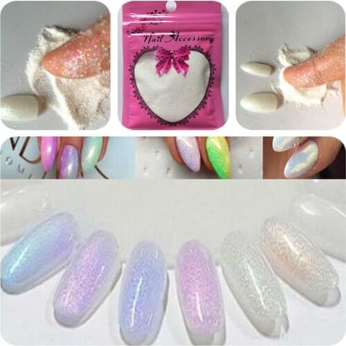 New Mermaid Magic Effect Glitter Powder 10g / bag Laser Silver White Holo Powder Nails Decorations