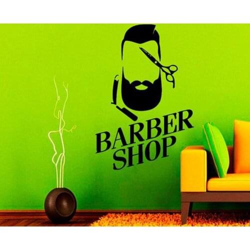 Personalized hair salon barber shop decorative wall stickers fashion mens decorative stickers vinyl stickers art murals MF24