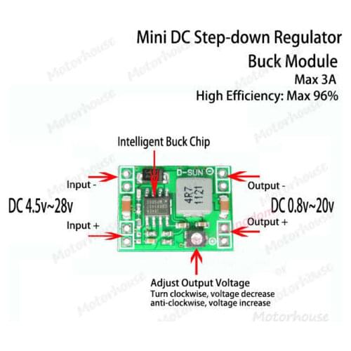 DC-DC Buck Step-down 4.5v-28v to 3.3v 5v 9v 12v 3A Adjustable Voltage Converter