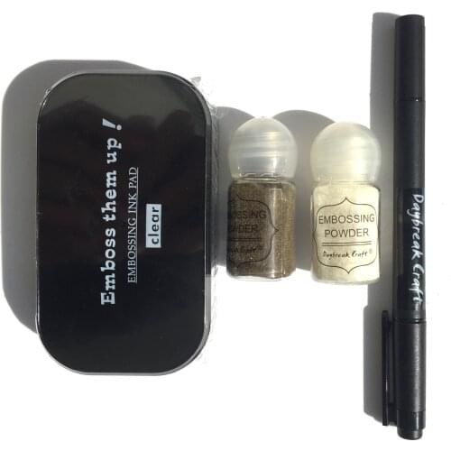 Painting clear sticky inkpad and pen with gold clear embossing powders