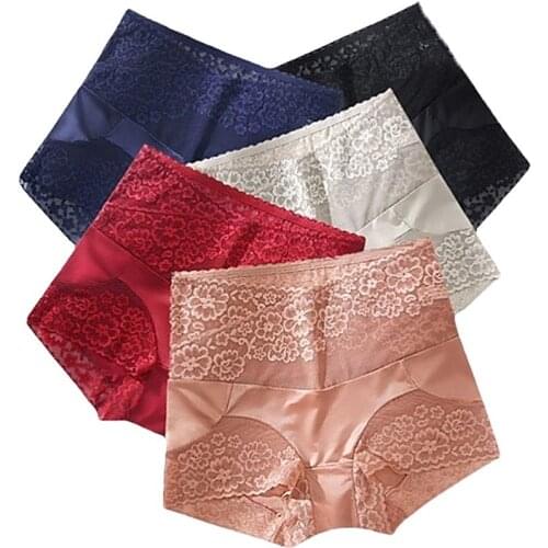 Sexy Lace Womens High Waist Hip Panties Ultra-thin Womens Knitted Underwear Black large lace trousers Fast and Free shipping